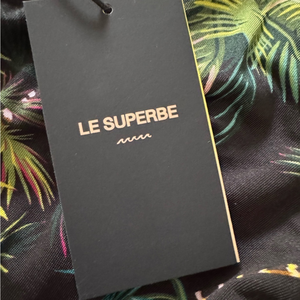 LE SUPERBE Long Sleeve Mini Baller Dress Jersey Palm Tree Print M NWT - Picture 5 of 7